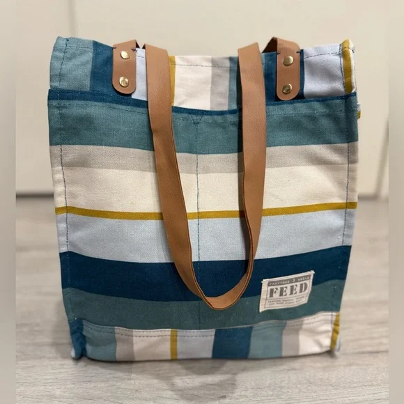 FEED Projects Striped Canvas Market Tote Bag